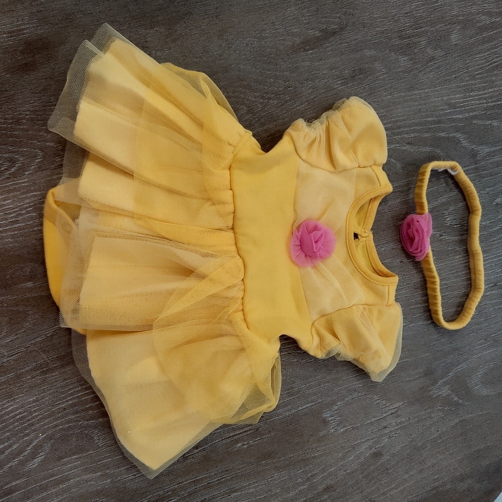 Disney baby 3-6 month onesie romper dress belle beauty and the beast